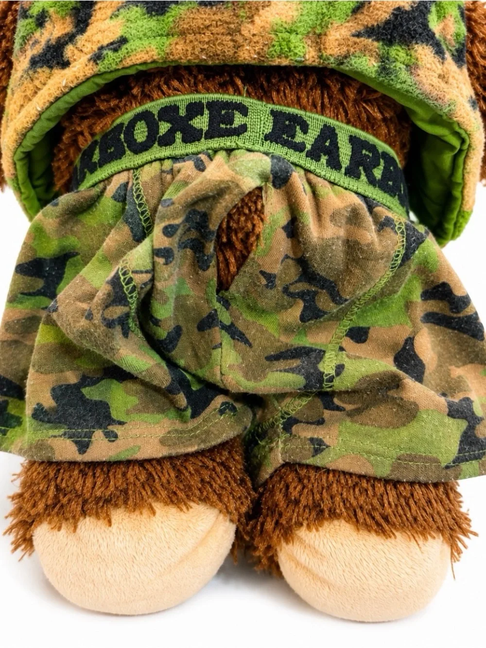 Vintage 1997 Build-A-Bear Brown Teddy Bear Camo BearBoxer Outfit Jacket Plush